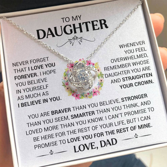 To My Daughter - Straighten Your Crown - Love Knot Necklace