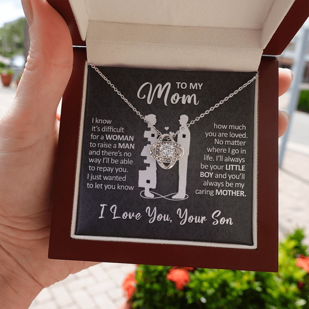 To My Mom - I'll Always Be Your Little Boy - Love Knot Necklace