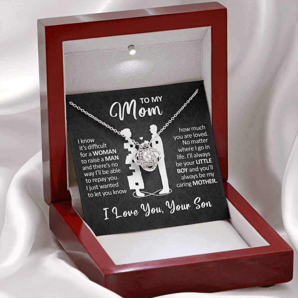 To My Mom - I'll Always Be Your Little Boy - Love Knot Necklace