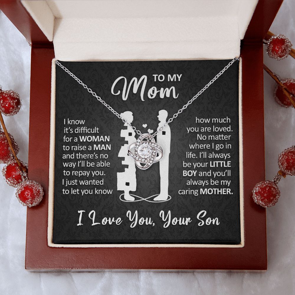To My Mom - I'll Always Be Your Little Boy - Love Knot Necklace