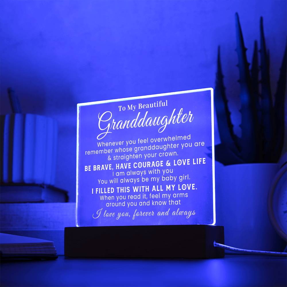 To My Beautiful Granddaughter - Straighten Your Crown - Acrylic Plaque