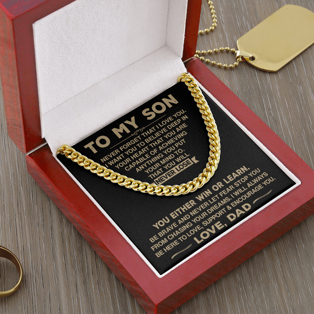 To My Son - Never Forget That I Love You - Cuban Chain Necklace