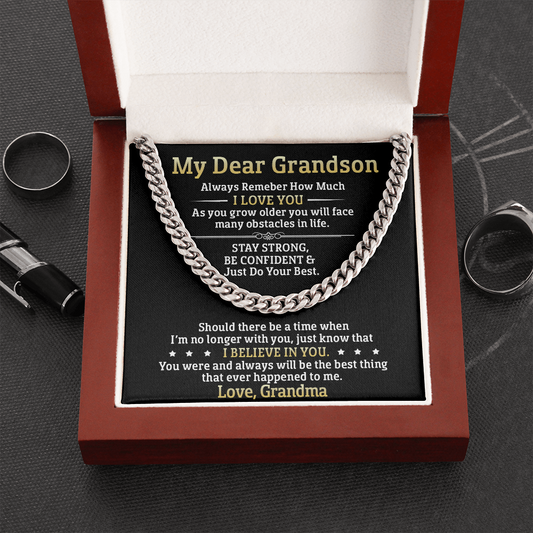 My Dear Grandson - Stay Strong Be Confident - Cuban Link Necklace