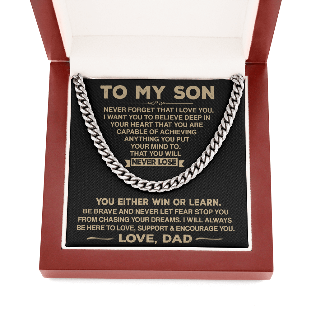 To My Son - Never Forget That I Love You - Cuban Chain Necklace