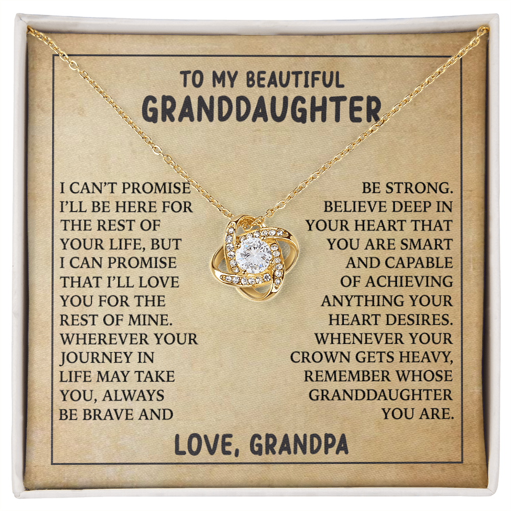 To My Beautiful Granddaughter - Always Be Brave And Be Strong - Love Knot Necklace