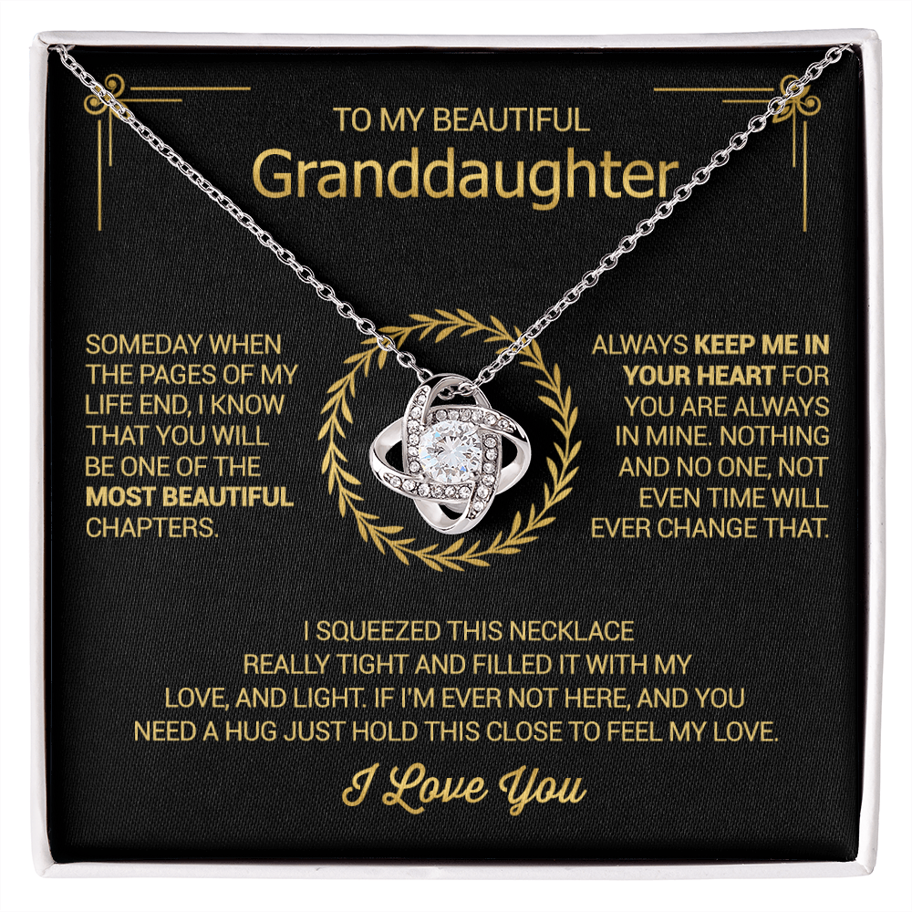 To My Beautiful Granddaughter - Always Keep Me In Your Heart - Love Knot Necklace