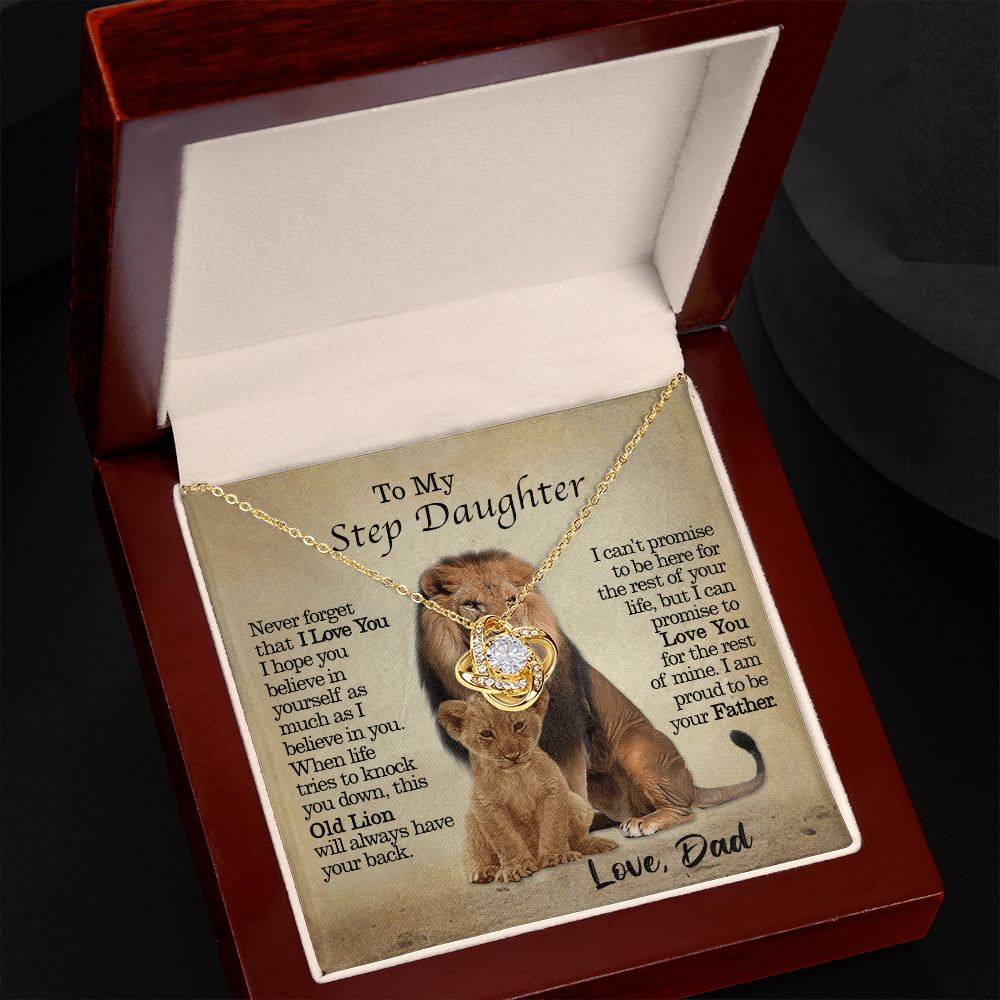 To My Step Daughter - This Old Lion Will Always Have Your Back - Love Knot Necklace
