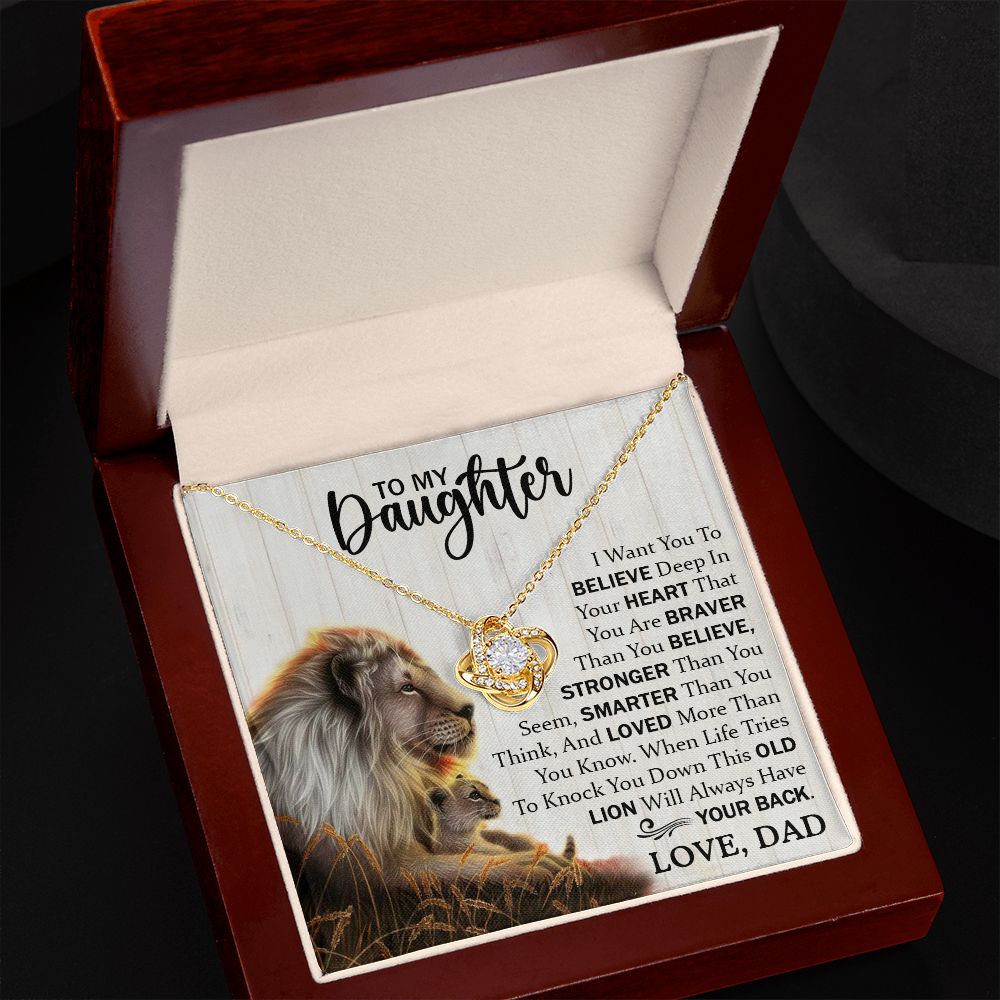 To My Daughter - You Are Braver Than You Believe - Love Knot Necklace