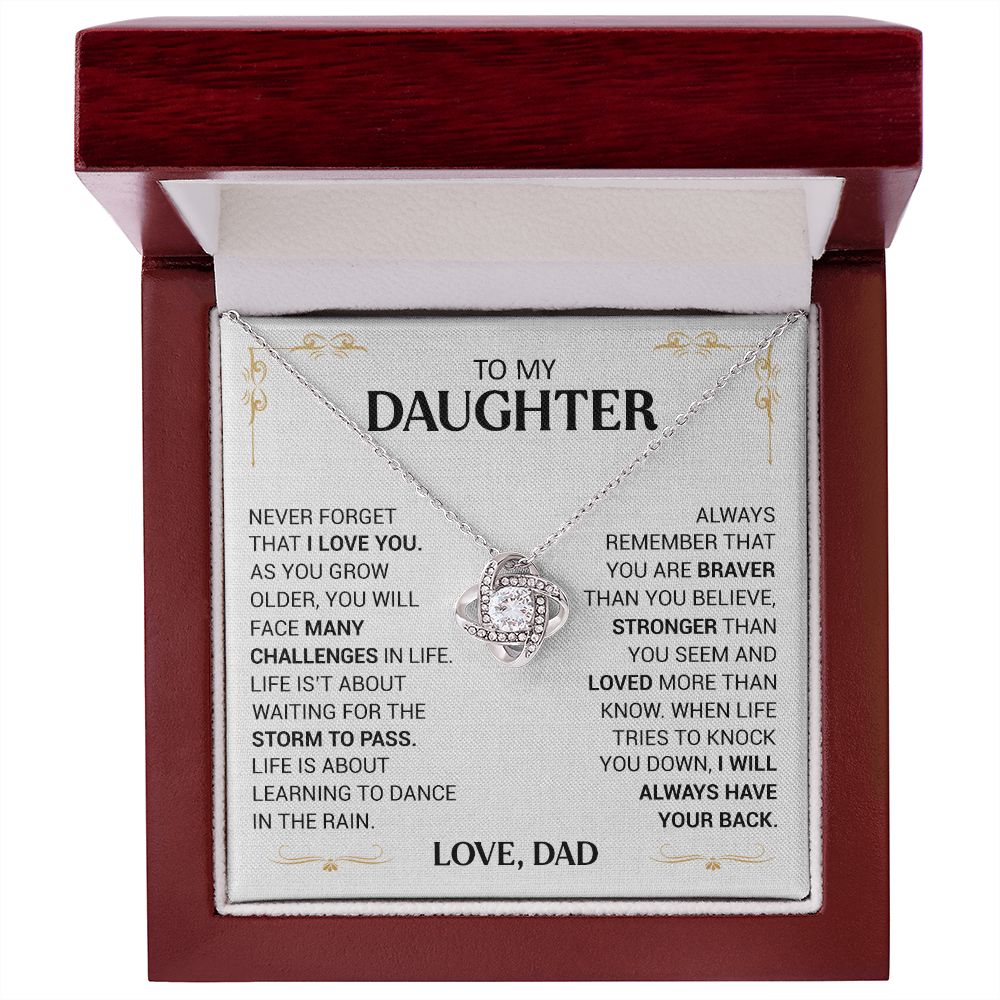 To My Daughter - I Will Always Have Your Back - Love Knot Necklace