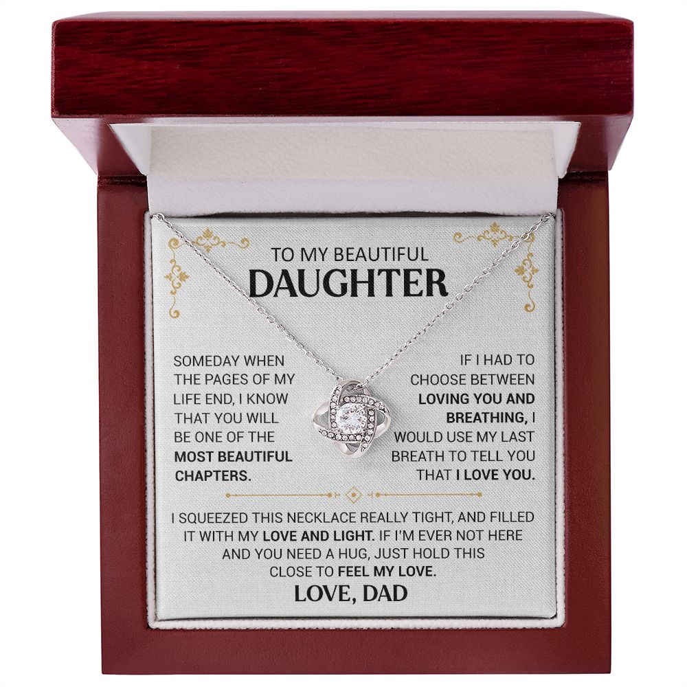 To My Beautiful Daughter - Hold This Close - Love Knot Necklace
