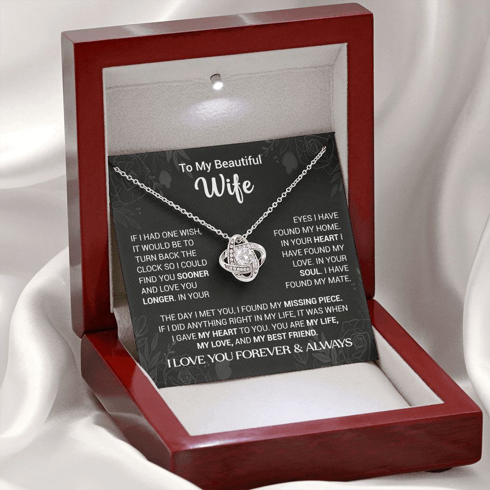 To My Beautiful Wife - I Found My Missing Piece - Love Knot Necklace