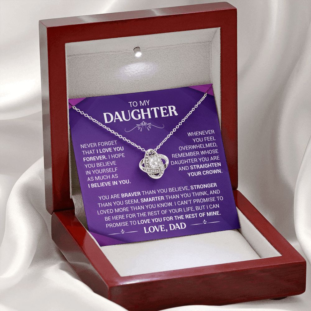 To My Daughter - Straighten Your Crown - Love Knot Necklace