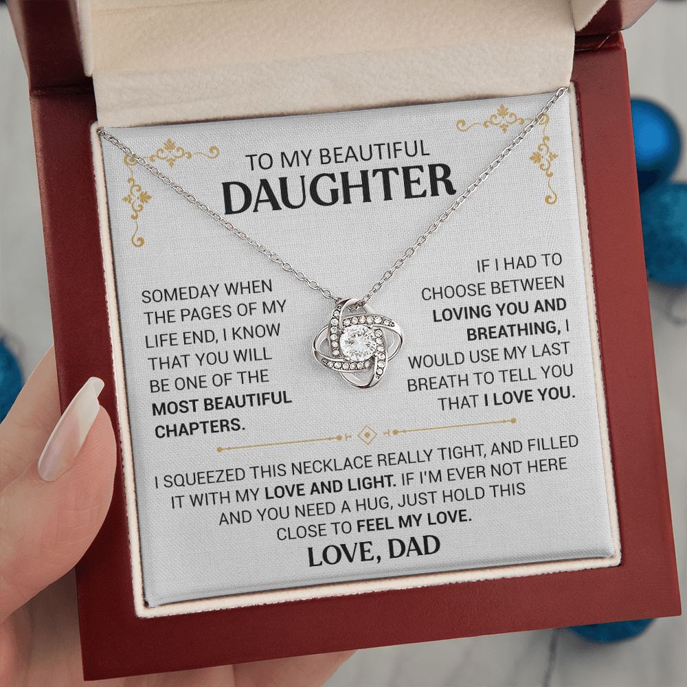 To My Beautiful Daughter - Hold This Close - Love Knot Necklace