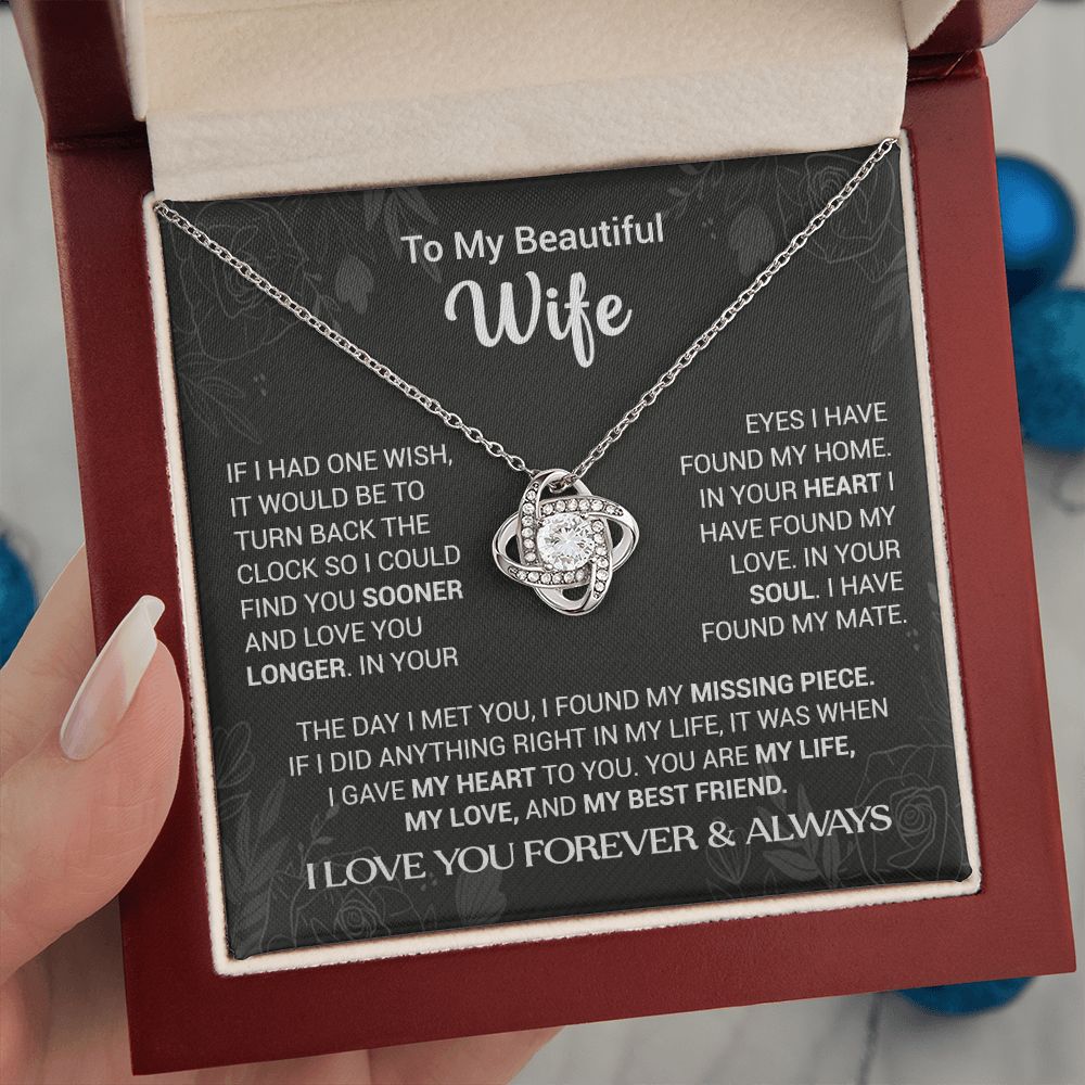 To My Beautiful Wife - I Found My Missing Piece - Love Knot Necklace