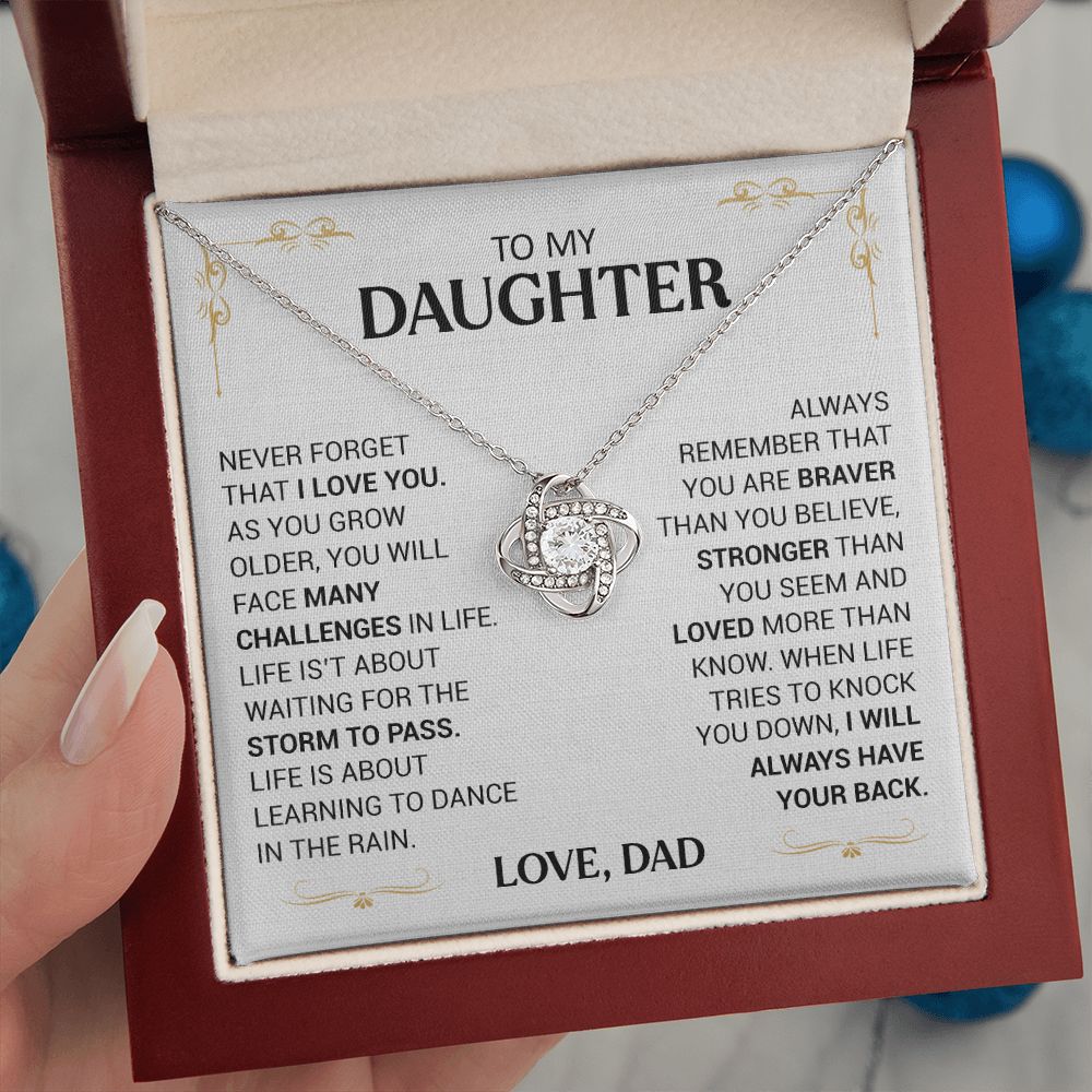 To My Daughter - I Will Always Have Your Back - Love Knot Necklace
