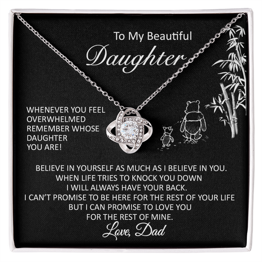 To My Beautiful Daughter - Believe In Yourself - Love Knot Necklace