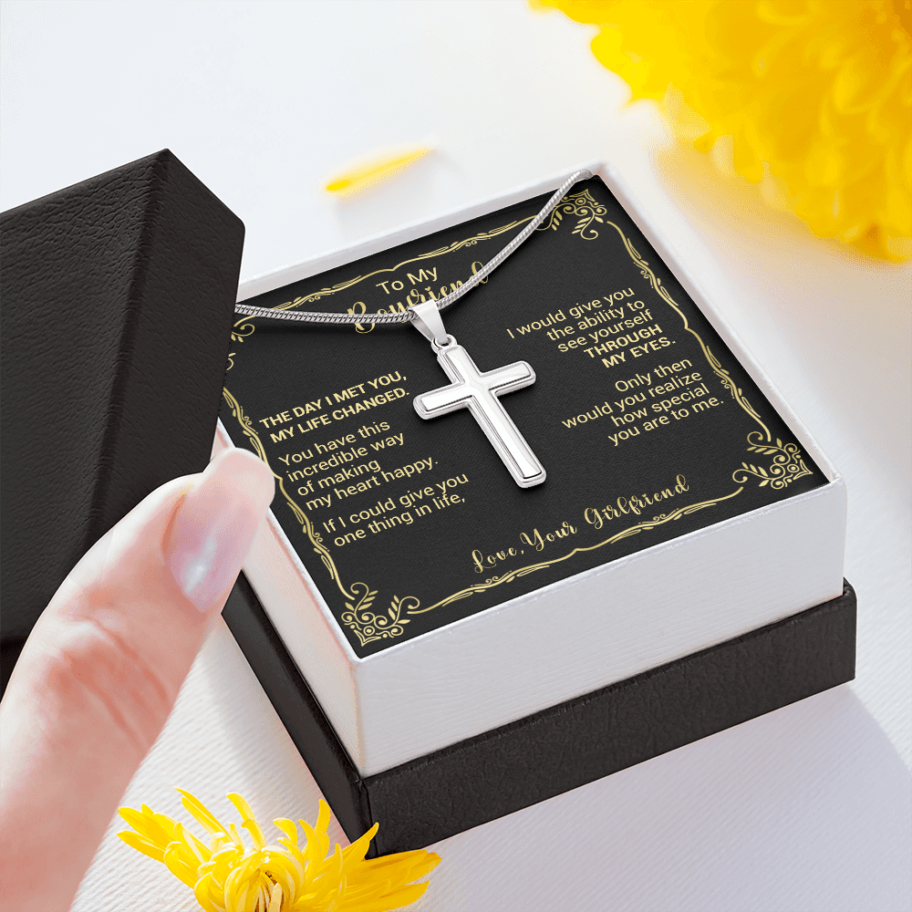 To My Boyfriend - The Day I Met You My Life Changed - Cross Necklace