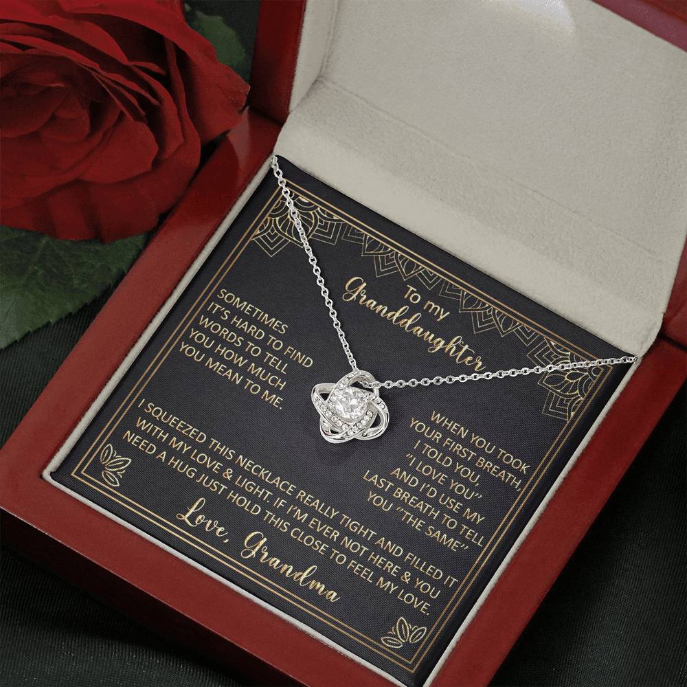 To My Granddaughter - Sometimes It's Hard To Find Words - Love Knot Necklace