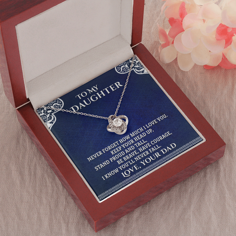 To My Daughter - Stand Proud And Tall - Love Knot Necklace