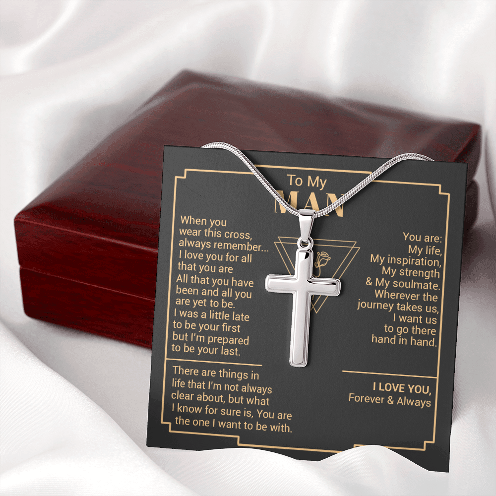 To My Man - You Are My Strength - Cross Necklace