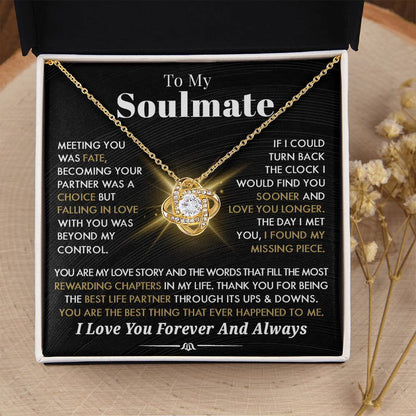 Gift For Soulmate 'You Are My Love Story" Love Knot Necklace
