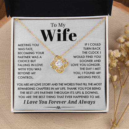 Husband To Wife 'You Are My Love Story" Love Knot Necklace