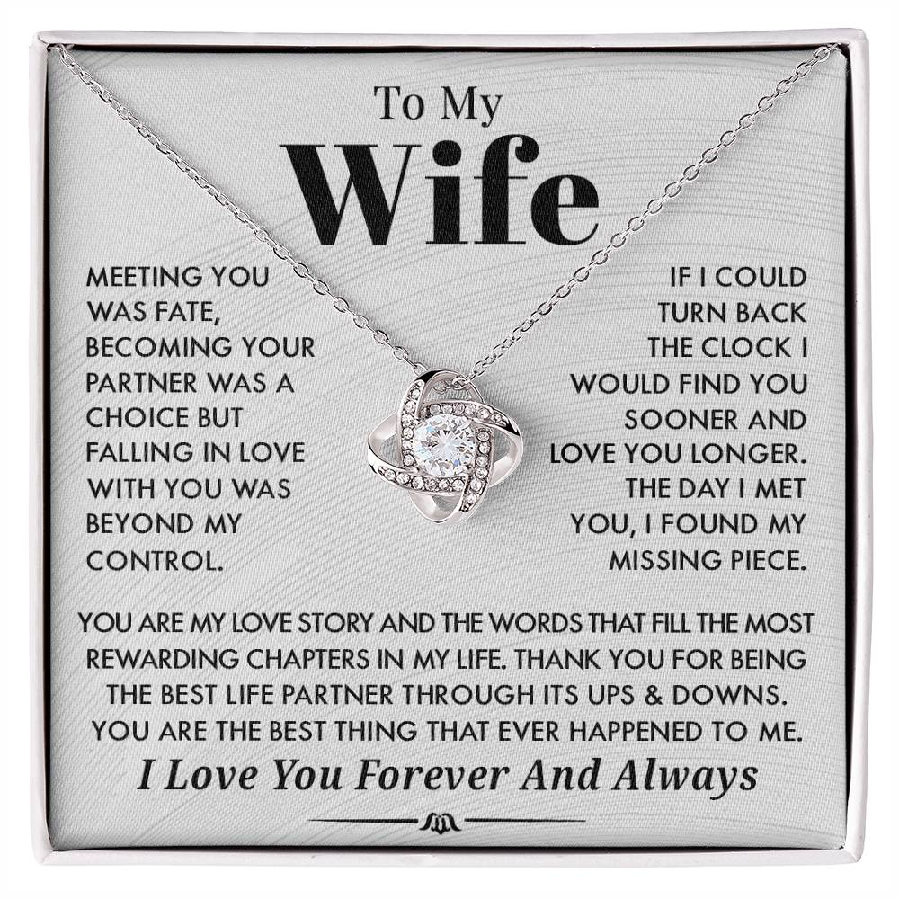 Husband To Wife 'You Are My Love Story" Love Knot Necklace