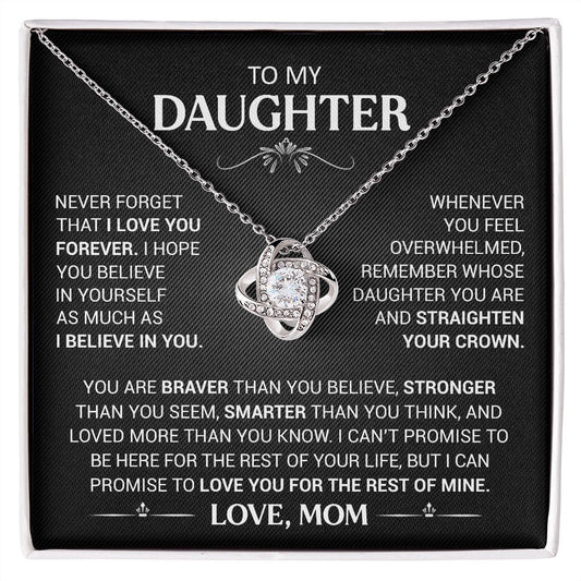 To My Daughter - Believe In Yourself - Love Knot Necklace