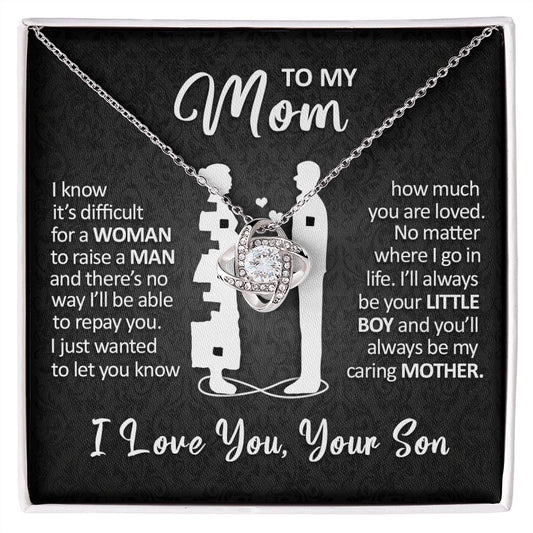 To My Mom - I'll Always Be Your Little Boy - Love Knot Necklace