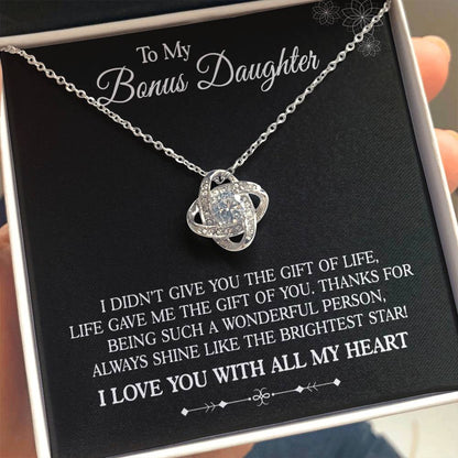 To My Bonus Daughter - Shine Bright - Love Knot Necklace