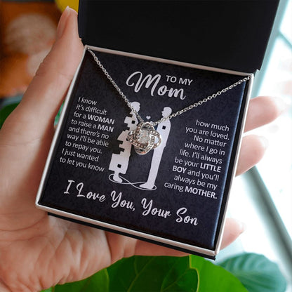 To My Mom - I'll Always Be Your Little Boy - Love Knot Necklace