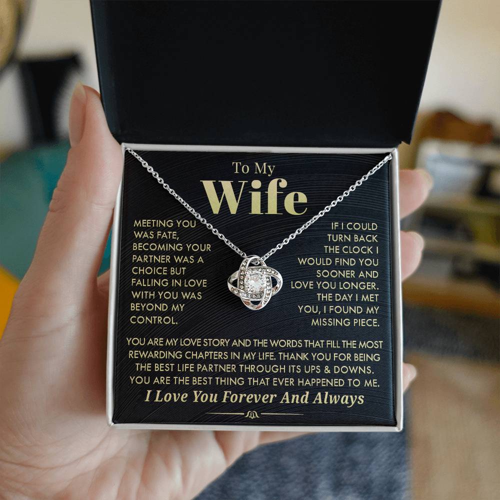 Gift For Wife 'My Love Story" Love Knot Necklace