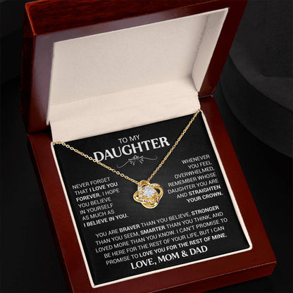 Beautiful Gift for Daughter  From Mom and Dad - Believe In Yourself - Love Knot Necklace