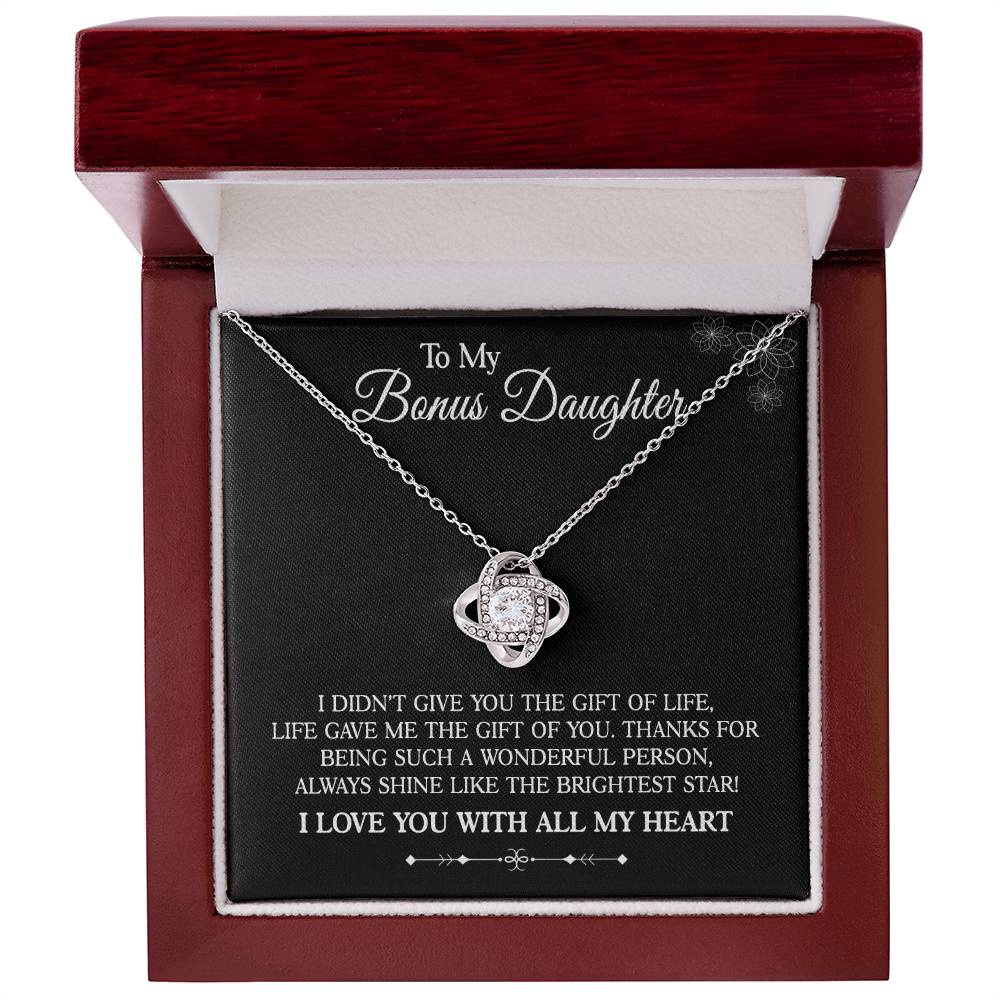 To My Bonus Daughter - Shine Bright - Love Knot Necklace