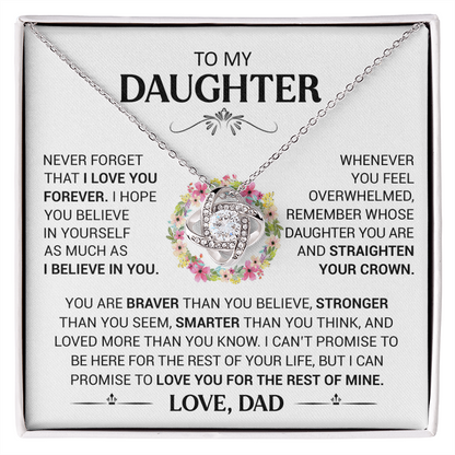 To My Daughter - Straighten Your Crown - Love Knot Necklace