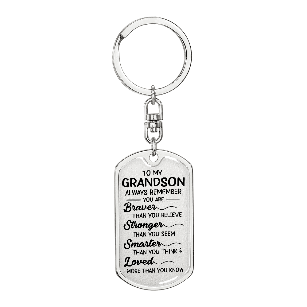 To My Grandson - Always Remember You Are Loved - Dog Tag KeyChain