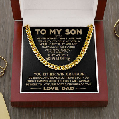 To My Son - Never Forget That I Love You - Cuban Chain Necklace