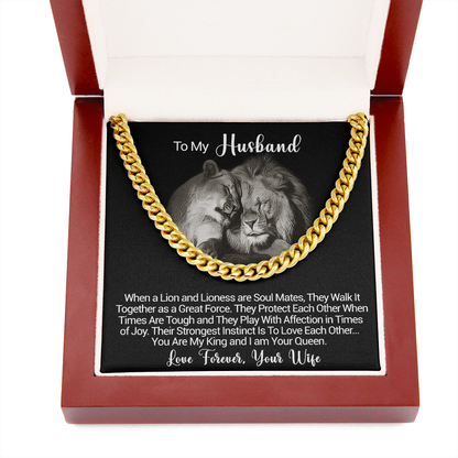 To My Husband - You Are My King And I Am Your Queen - Cuban Link Necklace