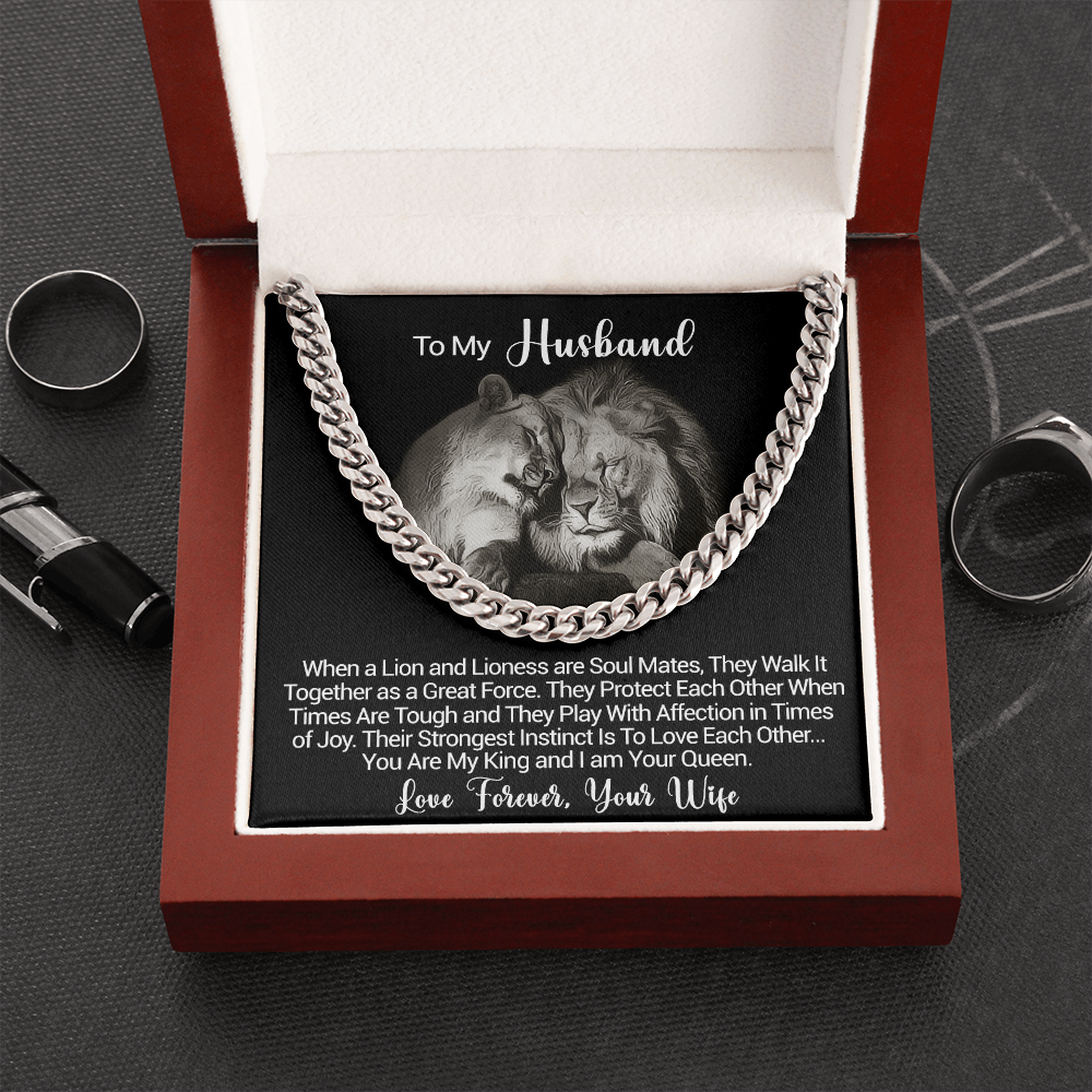 To My Husband - You Are My King And I Am Your Queen - Cuban Link Necklace