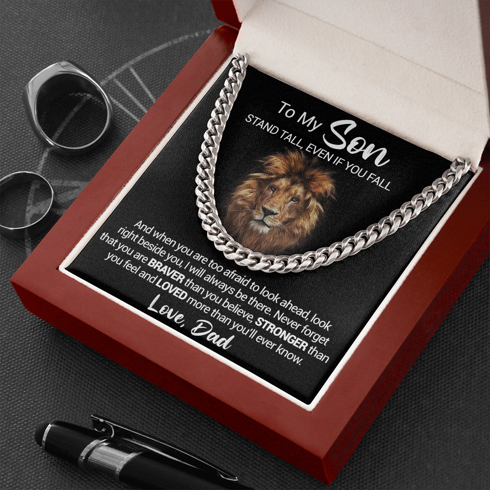 To My Son - Stand Tall Even If You Fall - Cuban Link Necklace
