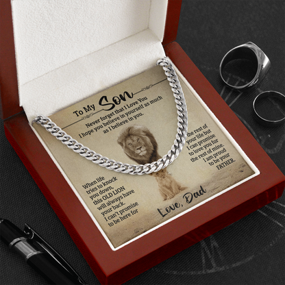 To My Son - This Old Lion Will Always Have Your Back - Cuban Link Necklace