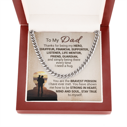 To My Dad - Thanks For Being My Hero - Cuban Link Chain Necklace