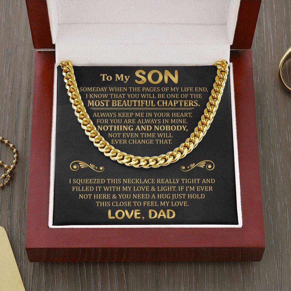 To My Son - Always Keep Me In Your Heart - Cuban Link Necklace
