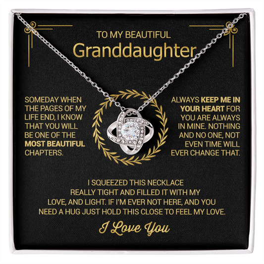 To My Beautiful Granddaughter - Always Keep Me In Your Heart - Love Knot Necklace