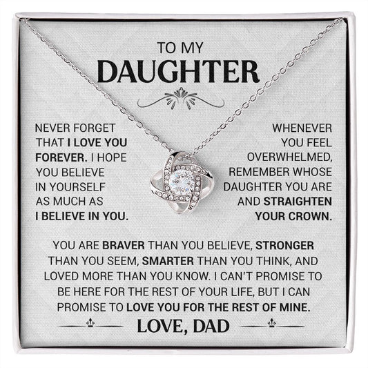 To My Daughter - Straighten Your Crown - Love Knot Necklace