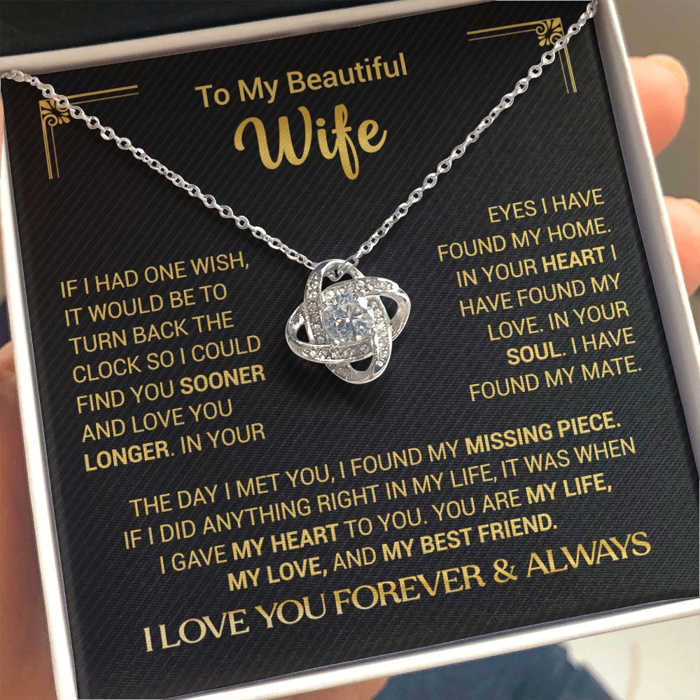 To My Beautiful Wife - I Found My Missing Piece - Love Knot Necklace