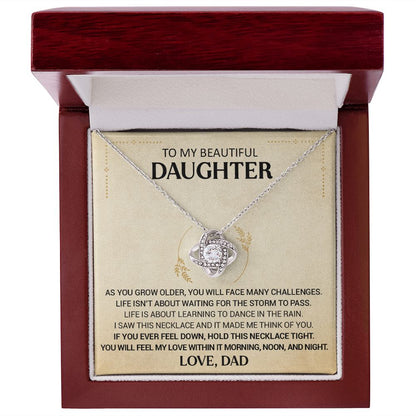 To My Beautiful Daughter - Dance In The Rain - Love Knot Necklace