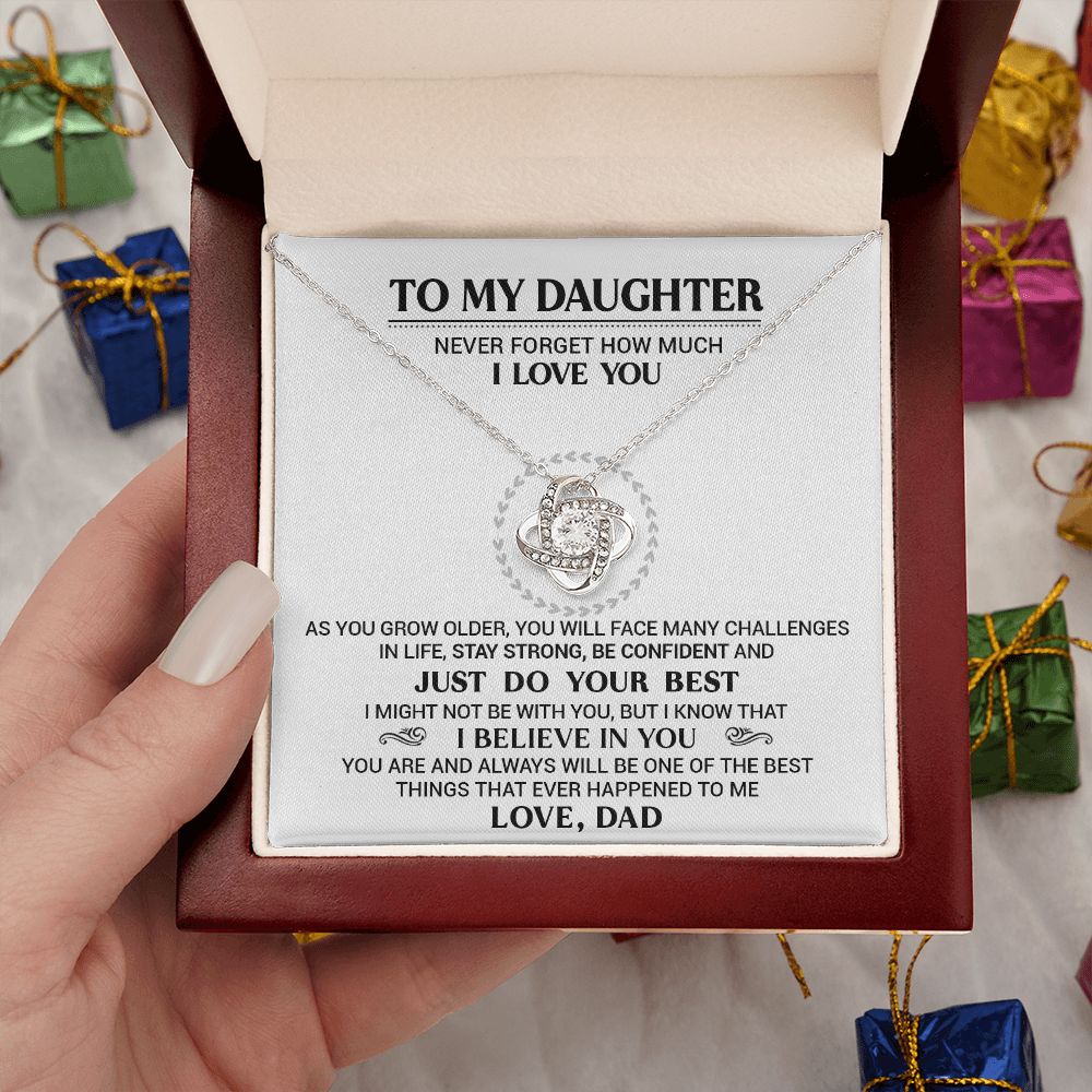 To My Daughter - I Believe In You - Love Knot Necklace