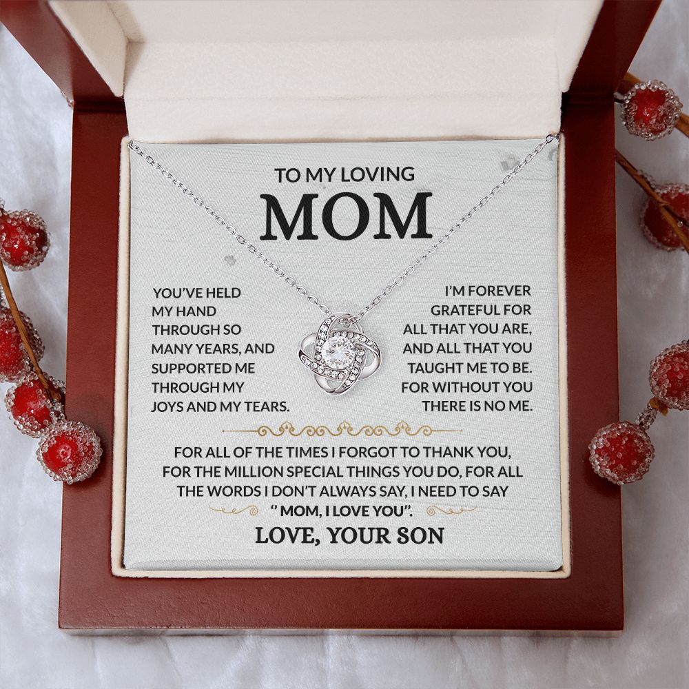 To My Loving Mom - Forever Grateful - Love Knot Necklace