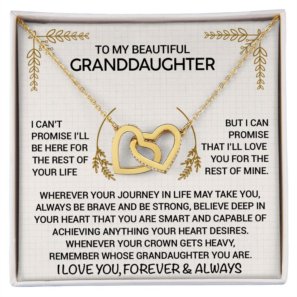 To My Beautiful Granddaughter - Always Be Brave And Be Strong - Interlocking Hearts Necklace